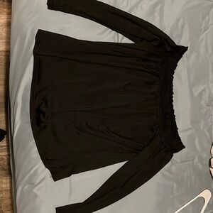 Black silky long sleeve blouse xl